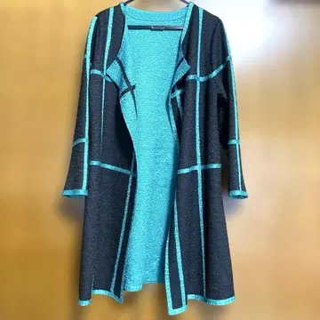 케이스리 블랙 x 터콰이즈 롱 가디건