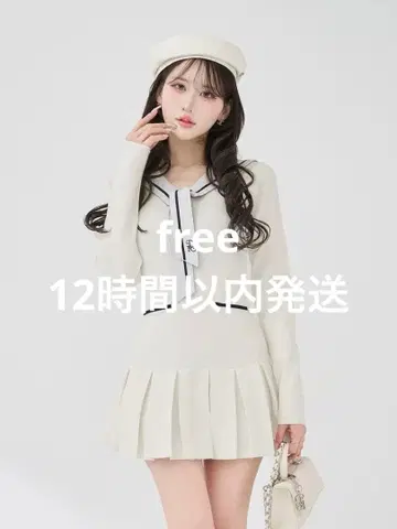 Darich 다리치 세일러 카라 플리츠 미니 원피스 화이트