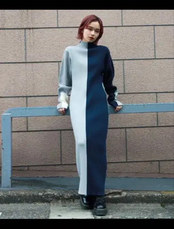 led.tokyo 니트 원피스 FREE 그레이 바이컬러