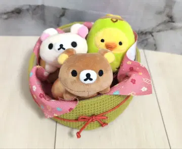 리락쿠마 봄 과자 선물 봉제 인형 세트 화과자 코리락쿠마 키이로이토리