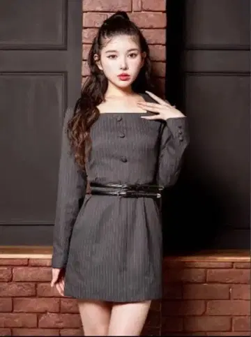 Darich 더블 벨트 스트라이프 미니 원피스