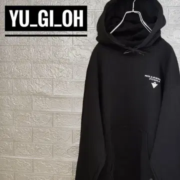 유희왕 20th 빅 로고 새상품급 후드 맨투맨 L 블랙 GU 콜라보