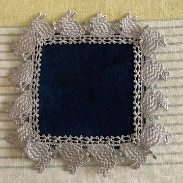 치카자와 레이스 가챠 푸치 타월 네이비 레이스 손수건 토끼 미사용 새상품