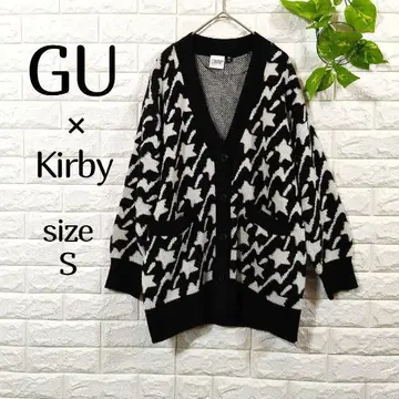 [ 지유 커비 ] 콜라보 가디건 S 니트 올 패턴 모노톤 별 긴팔