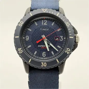 타이맥스 익스페디션 데이트 블루 다이얼 남성용 솔라 작동