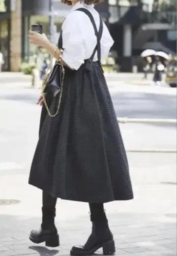 세븐틴 seventen 울 체크 에이프런 원피스