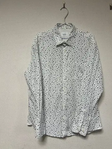 [레어] 세르주 블랑코 프랑스발 하트 무늬 올 패턴 셔츠 XL 네이비