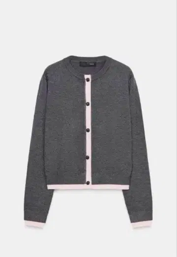 미사용 ZARA 자라 대비 니트 가디건 M 그레이 x 핑크