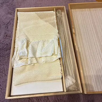 아이보리 실크 오비 장식 천 허리띠 세트