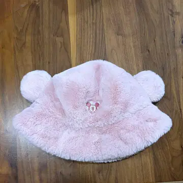 디즈니 미키 자수 핑크 퍼 모자