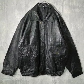 츠기하기 그런지 가죽 블루종 패치워크 블랙 XL 빅 사이즈