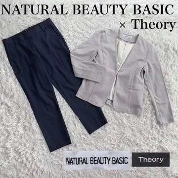 컨디션 최상 내추럴 뷰티 베이직 띠어리 세트 코디 노카라 M