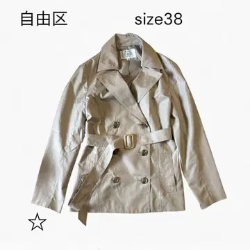 자유구 AREA FREE 숏 트렌치코트 벨트 포함 베이지 38