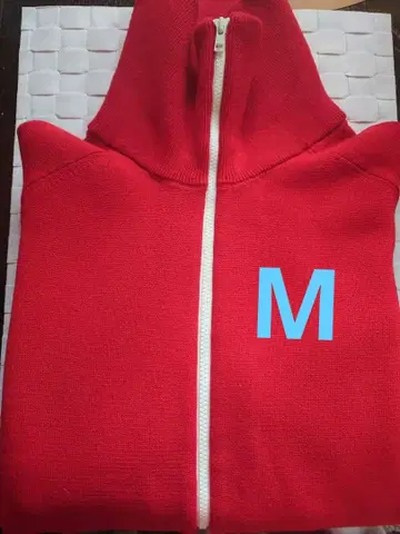 미사용 새상품 유니클로C 밀라노 리브 풀 집업 가디건 레드