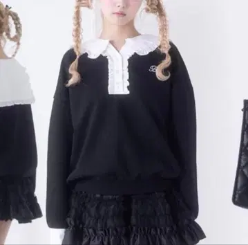 FickleBebe 프릴 세일러 맨투맨 블랙