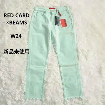 미사용 택 포함 RED CARD BEAMS 별주 컬러 데님 컷오프 24