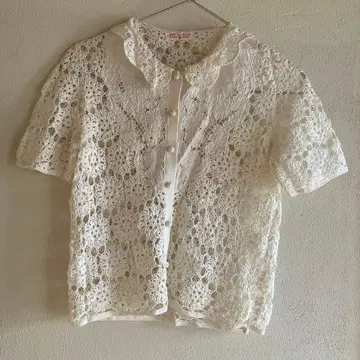 All by hand 레이스 블라우스 M 화이트 셔츠