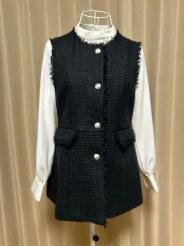 (새상품급) 로페피크닉 트위드 베스트 (다크 네이비) 세레모니