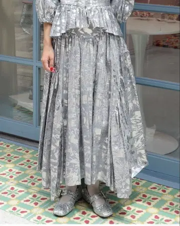 poppy 아사기니요 실버 깅엄 체크 스커트 드레스