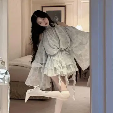 Darich 토와르 드 주이 쉬폰 프릴 미니 원피스 SAX free