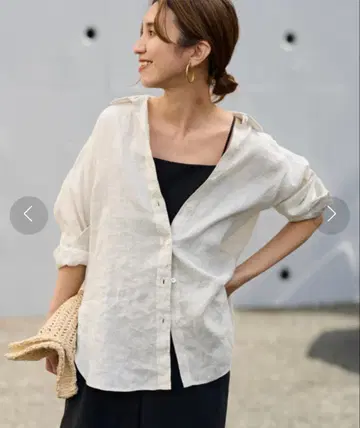 FRAMeWORK 프렌치 린넨 레귤러 카라 셔츠