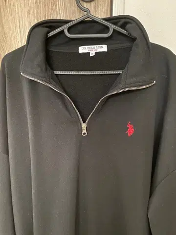 U.S. POLO ASSN. 블랙 하프 지퍼 트레이닝복 M