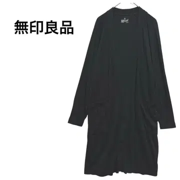 무인양품 블랙 롱 가디건 리브 겉옷 체형 커버 루즈핏 XS