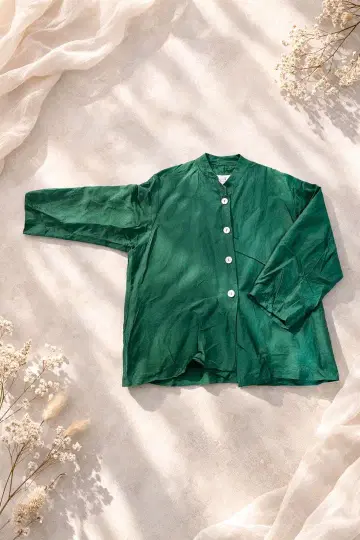 KOHALA PLANTATION 그린 셔츠 실크 100%