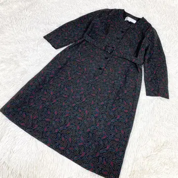 미츠코시 노카라 원피스 페이즐리 무늬 벨트 포함 7부 기장