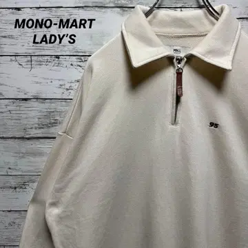 I21 [프리 사이즈] 모노마트 여성용 자수 로고 하프 지퍼 맨투맨