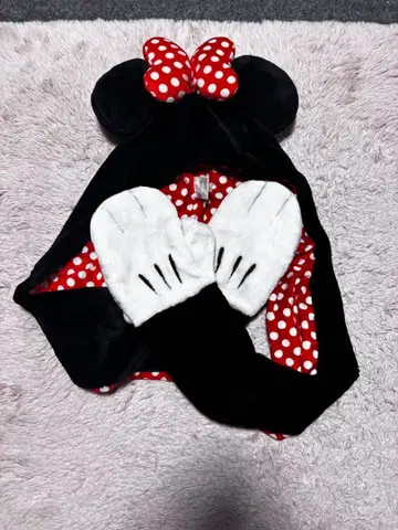 디즈니 미니 장갑 포함 머플러 팬캡 리본 모자