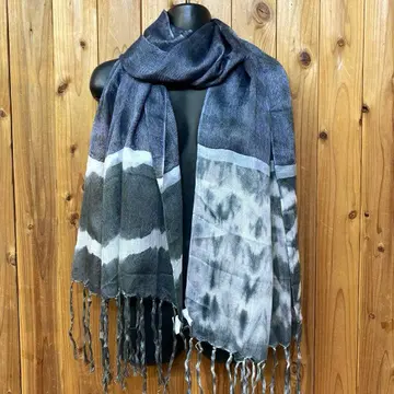 CIVIDINI 치비디니 롱 스톨 네이비 나염 벤가라 염색 실크