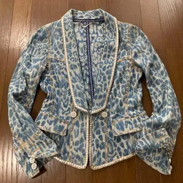 이타리야 레오파드 무늬 데님 자켓