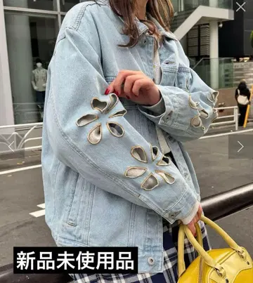 새상품 HELLO.SANFRANCISCO 플라워 컷 데님 자켓
