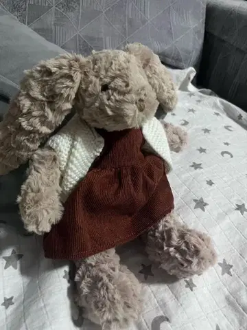 토끼 봉제 인형 브라운 드레스