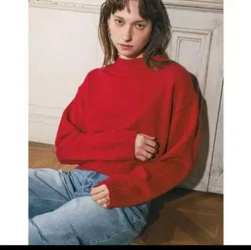 리디 알파카 터치 크롭 니트 풀오버 (레드)