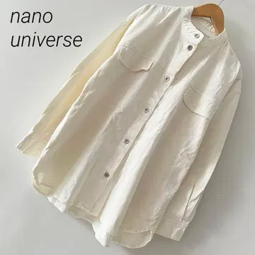 nano universe 셔츠 자켓 와이드 코튼 화이트 아이보리