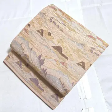 A 기모노 편안한 풍경 무늬 고전 금은사 육통 순수 실크 후쿠로 오비