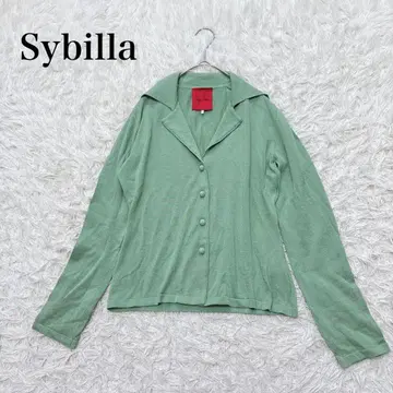 시빌라 카라 부착 코튼 100% 가디건 긴팔 니트 민트 그린 M