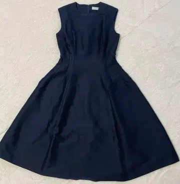 셀포드 A라인 원피스 네이비 플레어 실크 혼방