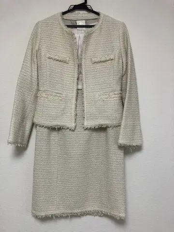 포멀 원피스 자켓 세트 트위드 정장 세트 (화이트 계열)