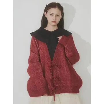 메리제니 V넥 리본 가디건