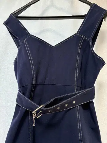 Ray BEAMS 데님 원피스 네이비 작은 키용 길이 포장 있음