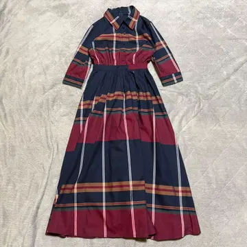 새상품급 현행 에밀리아 위즈 체크 셔츠 롱 원피스