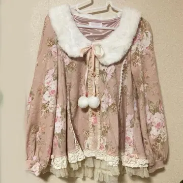 LIZLISA 퍼 달린 꽃무늬 상의