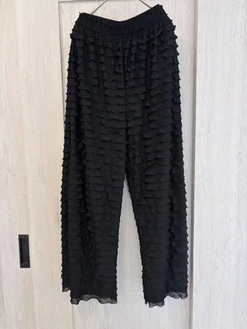 [ RAGS ] 프릴 블랙 와이드 팬츠