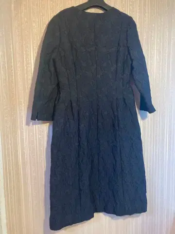 네이비 레이스 긴팔 원피스