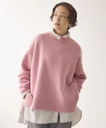 스튜디오 클립 7G 울 믹스 하이넥 니트 프리 핑크