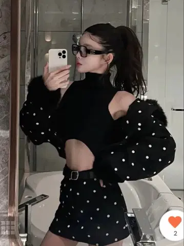 새상품급 다리치 Darich 도트 트위드 자켓 코트 (블랙)