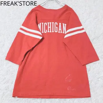 프릭스스토어 T셔츠 칼리지 로고 오버 사이즈 면100% 레드